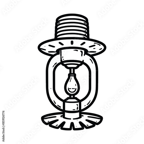 Fire Sprinkler Head Black Line Drawing