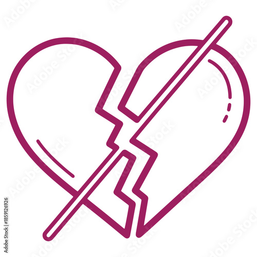 Broken Heart Icon with Knife Piercing Through It Symbolizing Betrayal and Heartbreak
