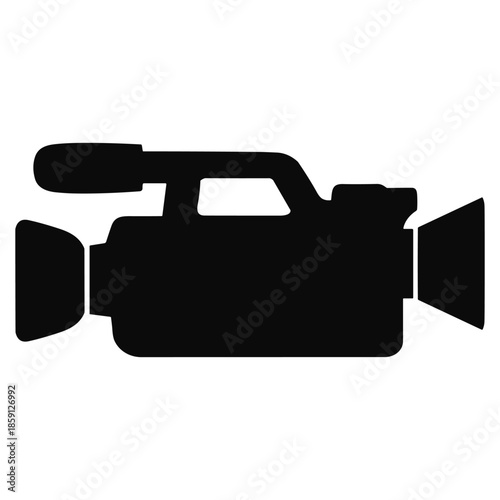 Silhouette of Professional Video Camera Flat Design