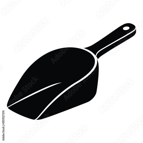Black silhouette of scoop tool flat vector
