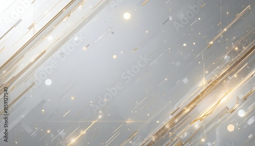 Abstract White, Grey, and Golden Metallic Arrow Background: Modern Luxury Futuristic Technology Vector Design with Directional Lines, Light Effects, and Clean Blank Space Composition