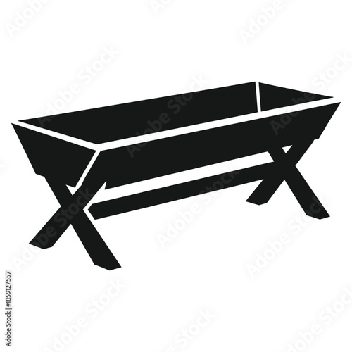 Silhouette of wooden manger stable flat vector illustration