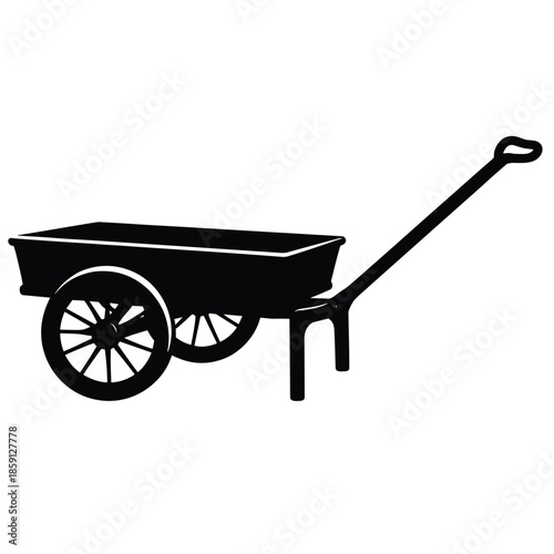 Garden wheelbarrow silhouette flat vector illustration