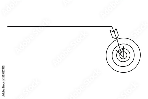 Target with arrow continuous one line art drawing of minimalist outline vector illustration
