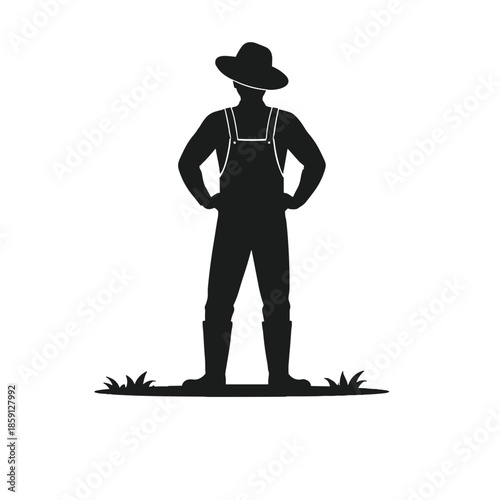 Farmer standing with hands on hips silhouette