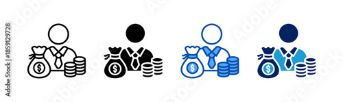 investor icon set multiple style collection