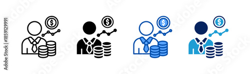 investor icon set multiple style collection