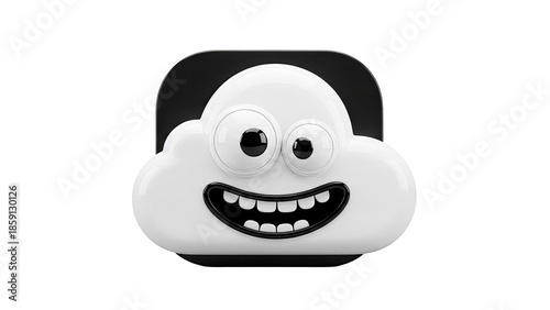 Cute cartoon cloud with big eyes and wide smile