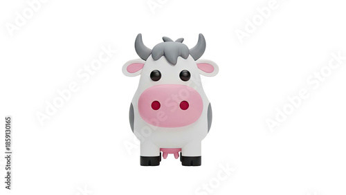 Cute cartoon cow with pink nose and grey patches
