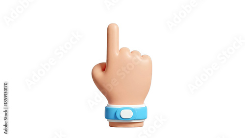 3D Cartoon Hand Pointing Up with Blue Band