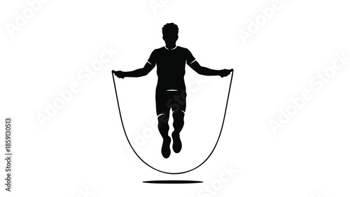 Dynamic silhouette of a person jumping rope, showcasing fitness and energetic movement