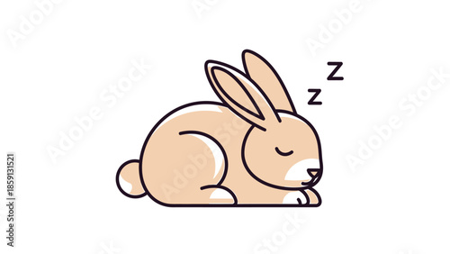 Sleeping rabbit illustration, a peaceful depiction of a resting bunny, calm and serene.