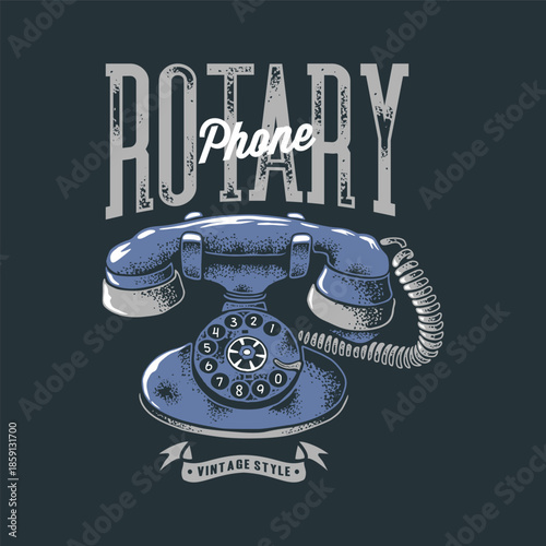 Vintage Rotary Phone Vector Illustration in Classic Retro Style