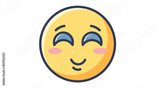 Smiling emoji with closed eyes and rosy cheeks expressing happiness and joy.