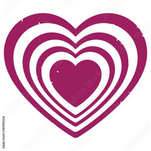Purple heart design with concentric layers symbolizing love and affection ideal for Valentines Day or romantic themes