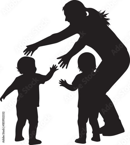 Zombie family silhouette