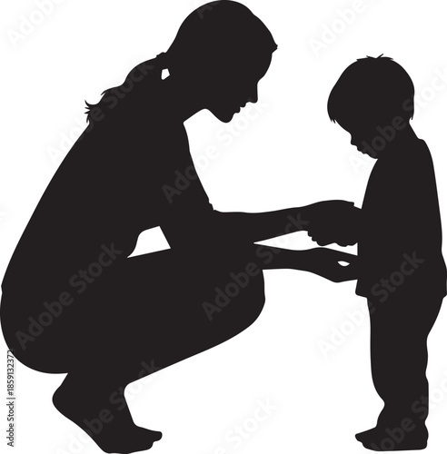 Mother teaching child