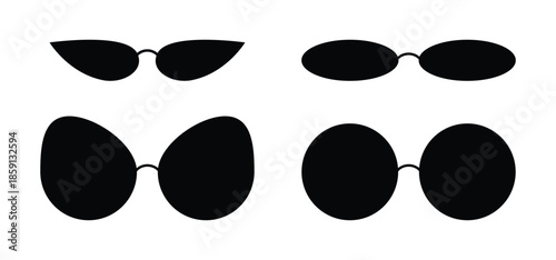 Black sunglasses set. sunglasses frames. mens retro eyewear sunglass. fashionable sunglasses set. vector illustration