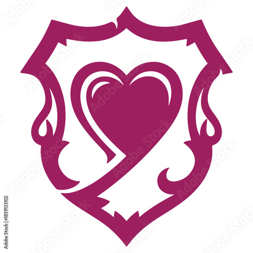 Purple Heart Shield Emblem Design Element for Branding and Decorative Artwork