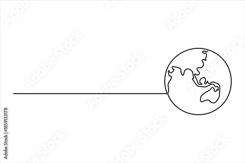 Continuous single line art drawing of world map. One line map of the Earth vector illustration 