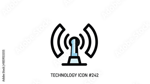 Modern illustration of a wireless communication tower transmitting signals for connectivity.
