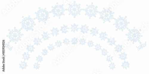 A delicate arrangement of pale blue snowflakes forming a curved decorative border
