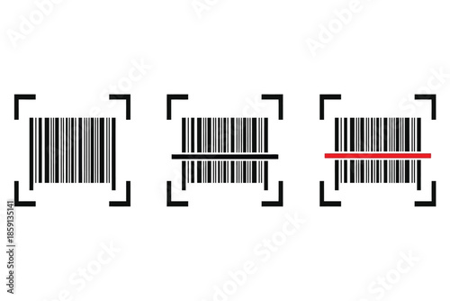 a visual representation showcases four distinct barcodes enclosed within rectangular frames displaying differing patterns and line configurations high quality