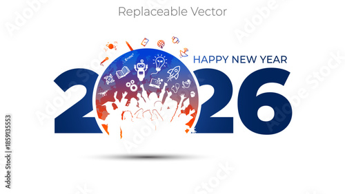 Fotografie New Year 2026, children youth education skills development, professional career, modern futuristic science and technology opportunity concept