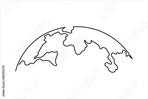 Earth globe continuous one line art drawing of world map line art minimalist vector illustration
