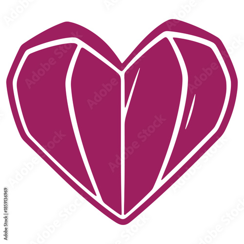 Vibrant purple heart shape isolated on white background symbolizing love and affection