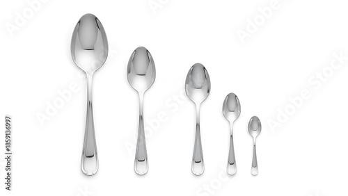 Spoons with different sizes with white background 