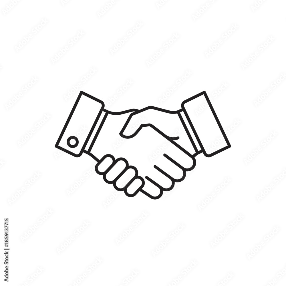 Obraz premium Business handshake icon, partnership agreement, team collaboration, trust, success
