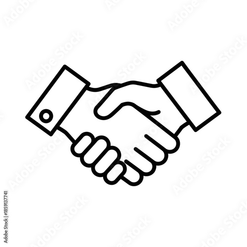 Business handshake icon, partnership agreement, teamwork, contract deal, trust symbol