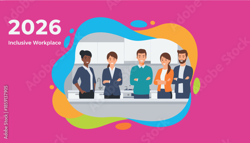 Inclusive workplace team portrait Diverse professionals smiling in modern office environment