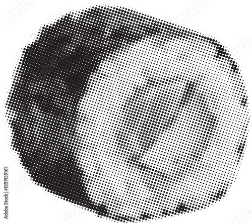 Halftone dot pattern Black and white dotted line of a yin and yang symbol