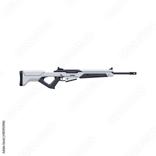 Isolated illustration of a black metal automatic pistol and handgun with bullets, a dangerous military weapon featuring a realistic barrel and trigger for shooting