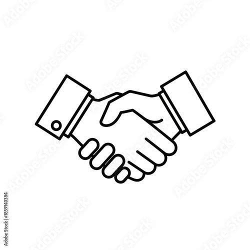 Business handshake icon. Agreement and partnership concept. Outline vector illustration.