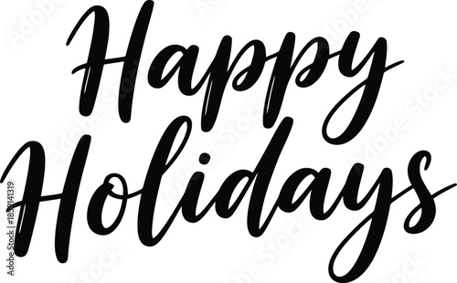 Elegant script lettering wishing cheerful holiday greetings, ideal for festive seasonal designs and celebratory projects, enhancing any festive communication