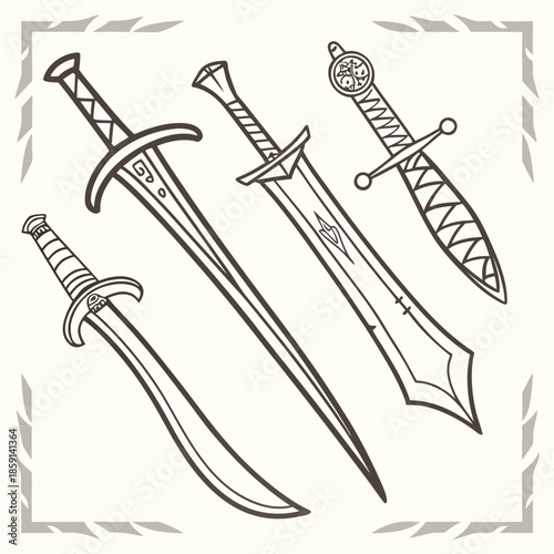 Bild auf Leinwand Collection of historical swords