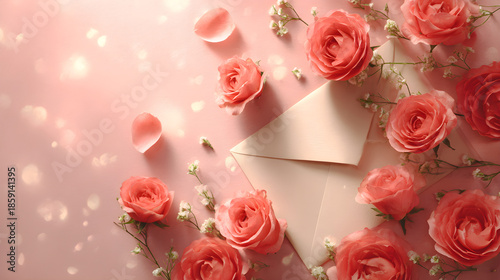 Romantic Roses and Envelope