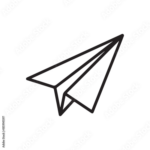 Minimalist Paper Plane Vector Icon Outline for Communication and Launch