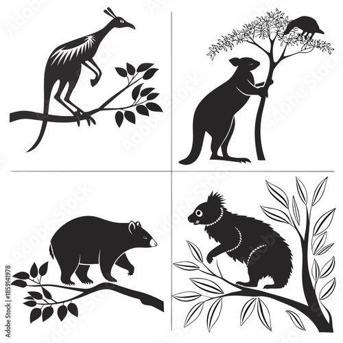 Silhouettes of australian animals