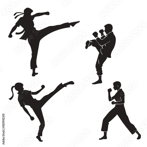 Martial arts silhouettes