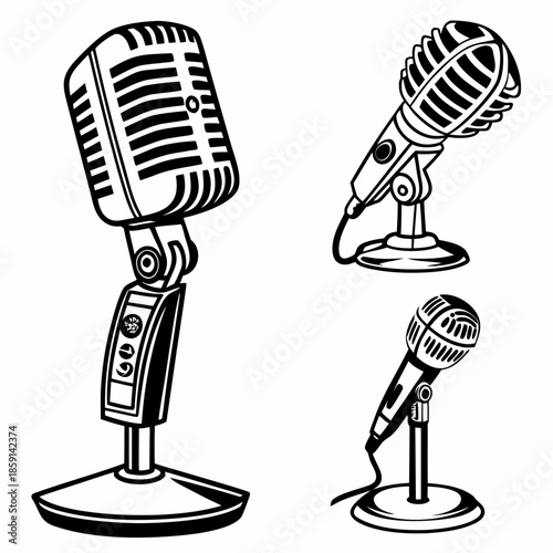 Vintage microphones illustration