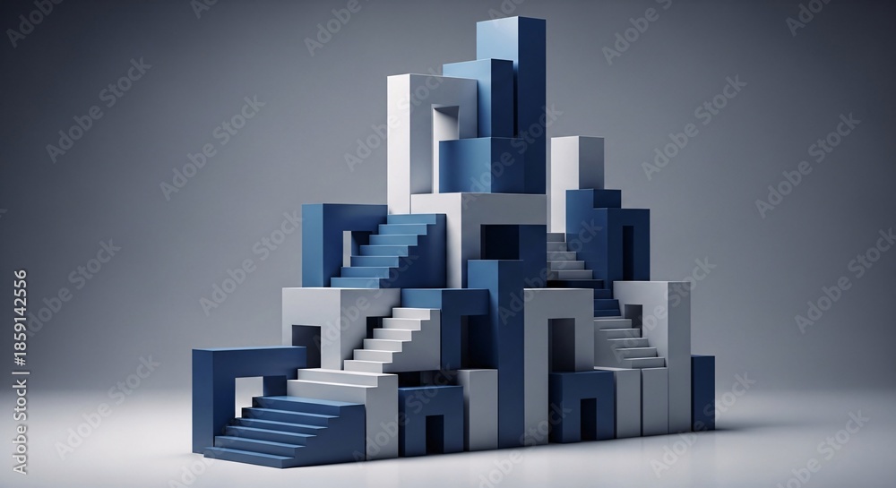 Fototapeta premium Abstract Business Growth Strategy Concept with Ascending Structures