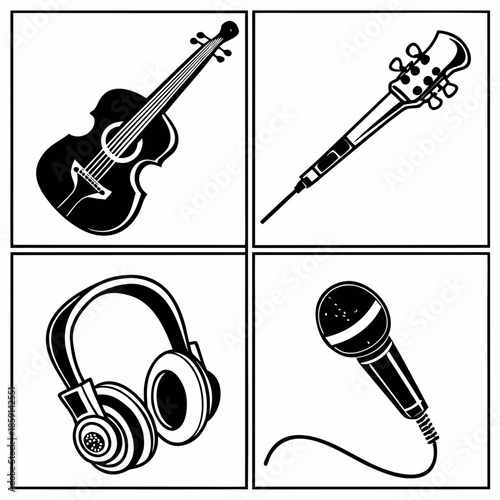 Musical instruments collage