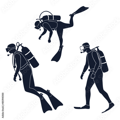Scuba diver silhouettes