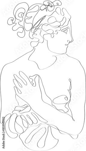 line art illustration of the goddess	