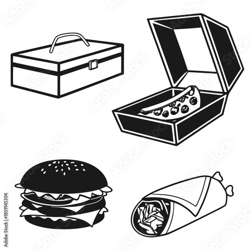 Food and lunch box illustration