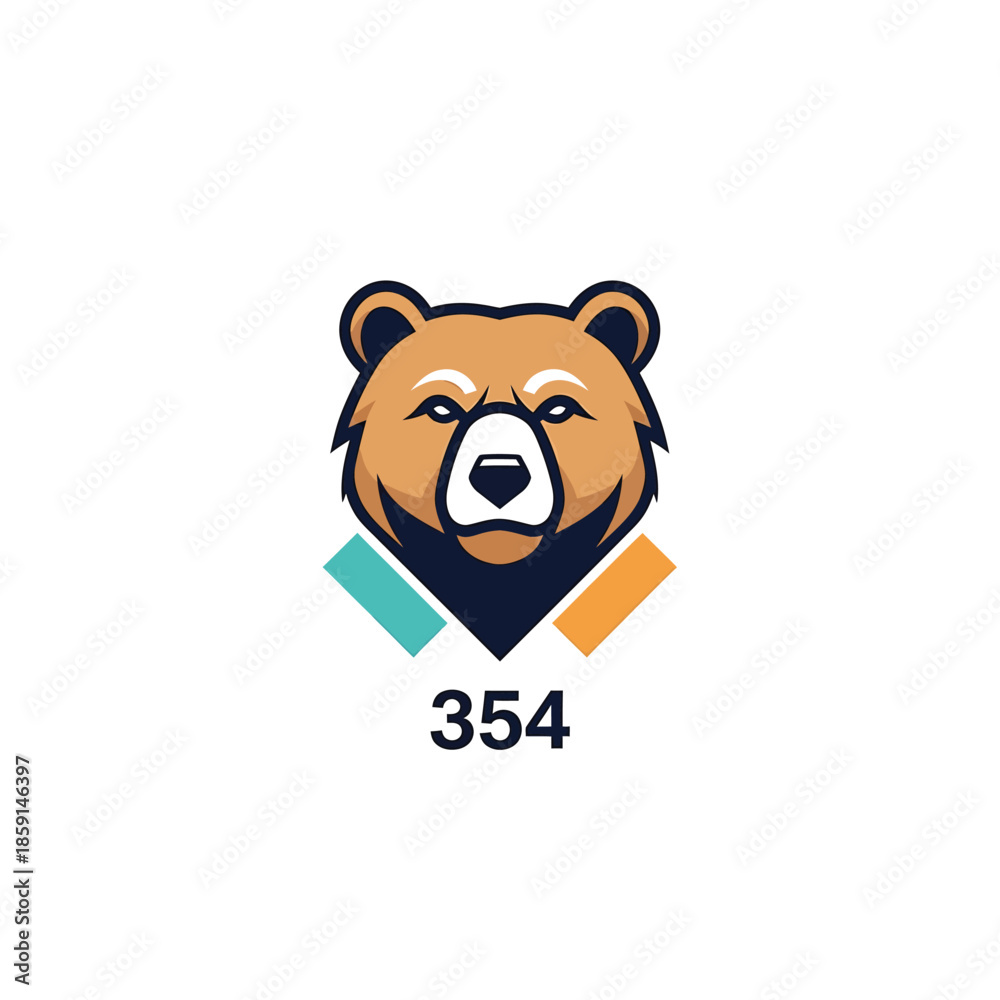 Obraz premium A detailed illustration of a bears head with a number below it.